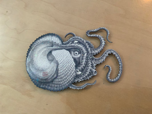 Octopus Metal Magnet - Laser-Cut Steel, Stone Tumbled, Handmade In USA, Strong Fridge Magnet